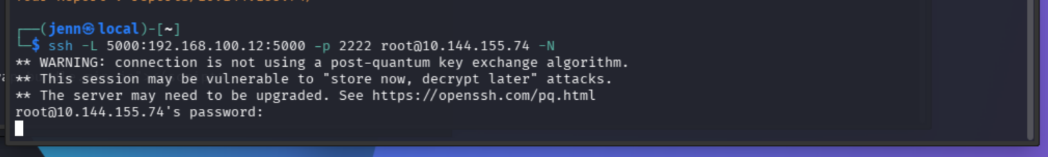 SSH tunnel hanging as expected with -N flag